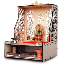 Gajanan Temple Wooden MDF Pooja Mandir for Home, Office with LED Spot Light - £102.86 GBP