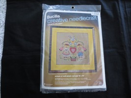 NOS Bucilla HEARTS DELIGHT Crewel Embroidery KIT #2060 - approx. 14&quot; x 14&quot; - $12.00