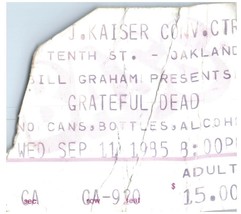 Vintage Grateful Dead Ticket Stub Septembre 11 1985 Oakland California - £40.26 GBP