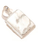 Natural White Howlite Rectangle Gemstone 925 Silver Overlay Handmade Pen... - $11.99