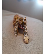 Handcrafted Mexican Wooden Jaguar And Snake Statue Folk Art - $59.83