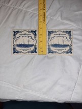 2 Holland America Line Delft Blue Coasters Tile Cruise Ship ss Amsterdam II - $9.99