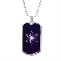 Cosmos (ATOM) Crypto Necklace Stainless Steel or 18k Gold Dog Tag 24&quot; Chain - £37.32 GBP+