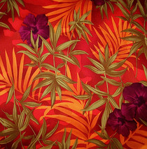Orange Tropical Hawaiian Print Polyester Twill Lycra Stretch Fabric 1 Yard 29 In - £51.80 GBP