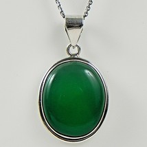 Sterling Silver Handmade Necklace Pendant Natural Green Onyx Women Casual Wear - £34.58 GBP