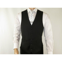 Mens RENOIR Vest Wool 140 Adjustable ,V-Neck two Pocket Full Lining 508-1 Black image 11