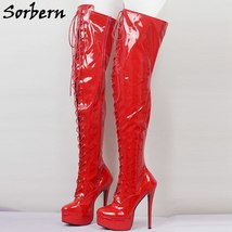 Mid Thigh High Boots Sissy Boy Women Customized Wide Fit Legs Slim Fit Calf Boot - £188.21 GBP