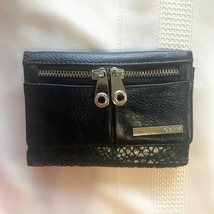 Vintage Leather Wallet Kenneth Cole Reaction Black Double Zipper   - $4.53