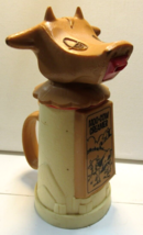 Vintage Brown Plastic 6.5&quot; Moo Cow &amp; Farm Creamer by Whirley Industries Inc - £7.76 GBP