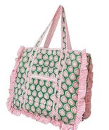 Cotton Quilted Bag, Block Print Ruffle Tote Bag for Women, Quilted Cotto... - $38.21