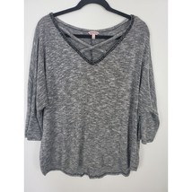 Juicy Couture Top Large Womens V Neck Half Sleeve Jewels Pullover Grey Casual - £21.46 GBP