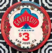 (1) $3. Garden City Casino Chip - San Jose, California - $7.95