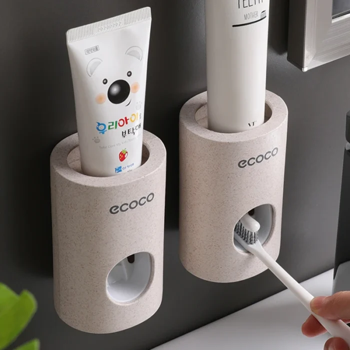 Automatic Toothpaste Dispenser Dust-proof Toothbrush Holder Wall Mount S... - £14.15 GBP