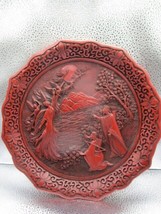 Chinese cinnabar plate &quot;dance of the Peacok maidens&quot; plate ltd edition, ... - $123.75