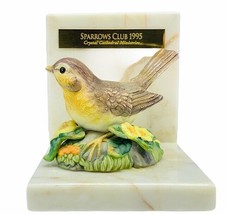Sparrow bookend figurine sculpture bible verse marble flower bird book e... - $74.25