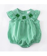 NEW Boutique St Patrick&#39;s Day Baby Girls Smocked Shamrock Bubble Romper ... - £13.36 GBP