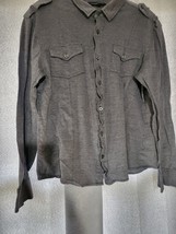 Express Design Studio Long Sleeve Button Up Shirt Mens Large Gray Classic - $11.01