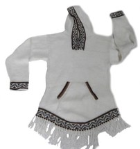 Alpakaandmore Unisex-child Hooded Sweater Alpaca Wool Fringle Pullover (14 Years - £57.62 GBP