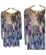 Honey Me Ladies Long Sleeve Purple Cheetah Pattern Scoop Neck Dress SZ S... - $9.47
