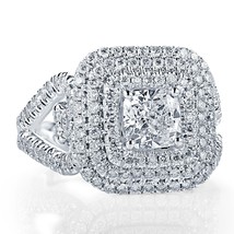 GIA Certificato Halo Anello di Fidanzamento 2.27 TCW Cuscino Taglio Diamante 18k - £6,546.30 GBP