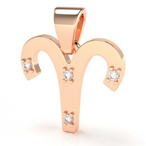 Aries Zodiac Sign Diamond Pendant In Solid 10K Rose Gold - £133.65 GBP