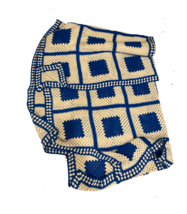 Vtg 60s Mid Century Modern MCM Square Hand Crochet Blanket Bedspread King 102x92 - £349.27 GBP
