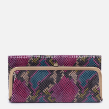 HOBO Rachel Continental Clutch Leather Wallet, Trifold Mosaic Snake, Purple, NWT - £103.89 GBP