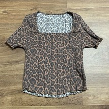 American Eagle Outfitters Animal Print Crop Top Lettuce Hem Size Small B... - £14.07 GBP