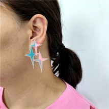 KUGUYS Rainbow Star Iridescence Stud Earrings for Women Iridescent Mirror Acryli - £7.03 GBP