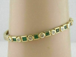 5Ct Princess Cut Emerald &amp; Diamond 14K Yellow Gold Over Women&#39;s Bangle Bracelet - £119.57 GBP