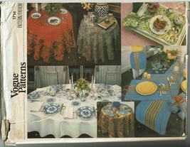 Vogue Sewing Pattern 1714 Table Linens Home Decor  - $6.29