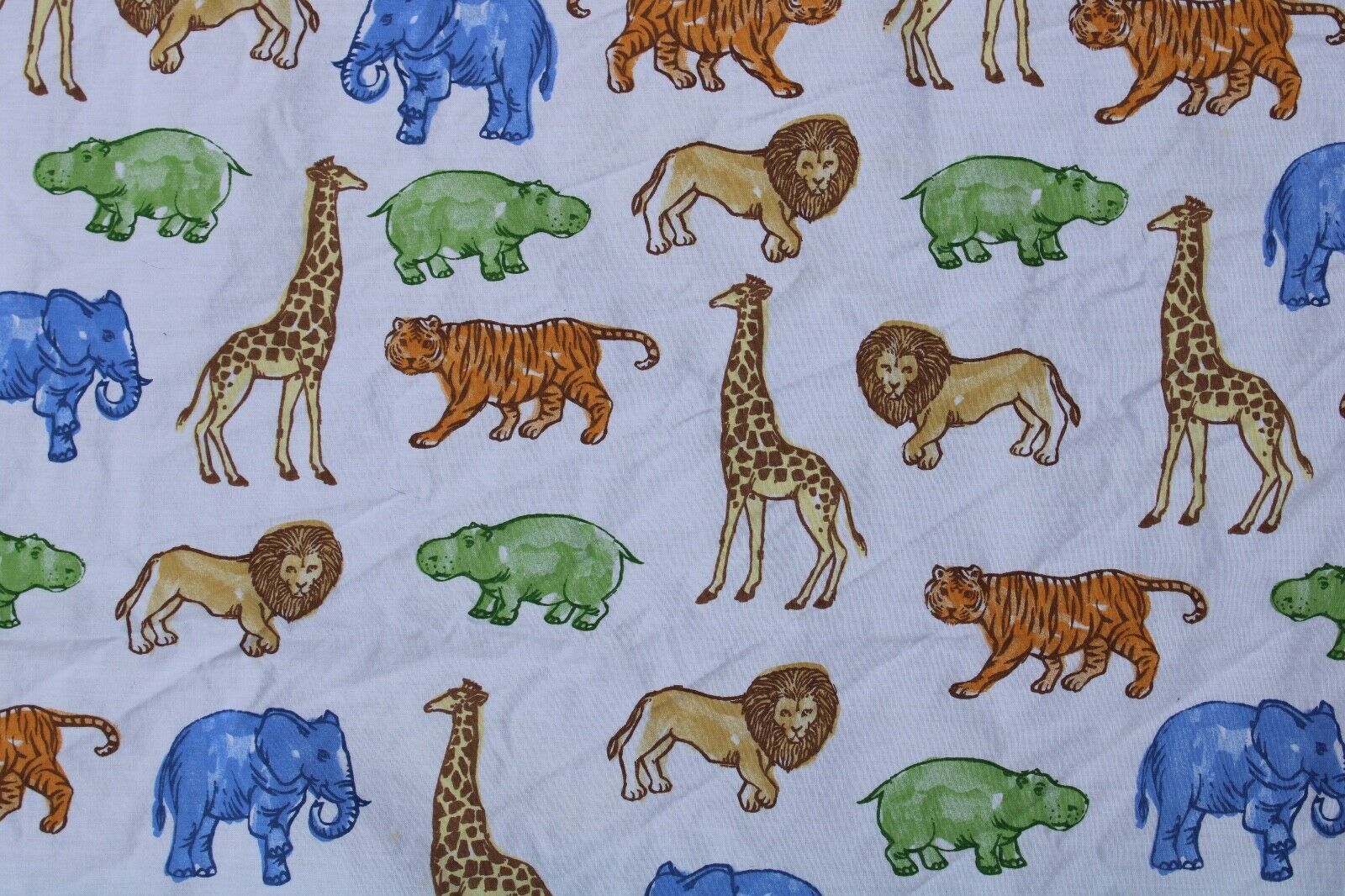 Pottery Barn Kids Safari Zoo Animal Full Flat Sheet or Fabric 100% Cotton - $15.96