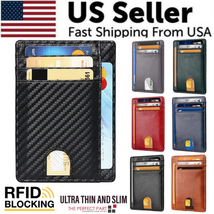 Mens Leather Slim Wallet Credit Card Holder RFID Blocking Pocket ID Money PU USA - £7.23 GBP+