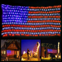 American Advanced Flag String Lights, 420 LED Waterproof Led Flag Net Light of t - £29.25 GBP