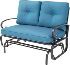 Wrought Iron Chair Set With Blue Cushion, Patiomore Outdoor, And Rocking... - $188.96