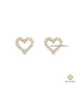 Wendy Diamond Open Heart Genuine Solid Gold earrings, Gold Earring For G... - $415.00