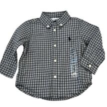 Ralph Lauren Infant Boys Plaid Button-Down Shirt Size 9M Black White Cot... - $24.09 CAD