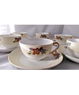 Vintage Meito China Flower Pattern - 6 Cups &amp; 6 Saucers - £31.38 GBP
