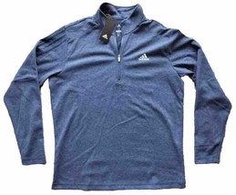 adidas Mens Golf 1/4 Zip Long Sleeve Knit Pullover Blue Top Size 2XL Cotton - $32.71