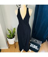 DRESS THE POPULATION Ariel Racerback Faux Wrap Crepe Dress Gown, Black S... - $2,588.34 MXN