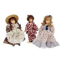 Playhouse 4.5&quot; Ceramic Doll Trio 70s Stacy Suzie Marie Kimono Gingham Dress - £13.81 GBP