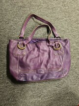THE SAC/MEDIUM Plum Purple LEATHER/HOBO HANDBAG Shoulder Bag Purse Preowned - $39.55