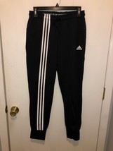 Adidas Must Haves 3-STRIPES Black &amp; White Pants Womens Sz Small Joggers - £10.91 GBP