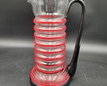 Rare Vintage c.1940 Dunbar &quot;Aramis&quot; Large Black Red Ringed Ribbed Glass ... - $59.39