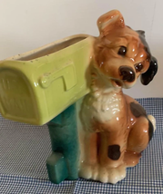 Vintage Royal Copley Puppy Dog Mailbox Planter - £21.93 GBP
