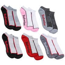 Budweiser Logo Women&#39;s Cushioned No-Show Socks 6-Pair Multipack Multi-Color - £11.84 GBP
