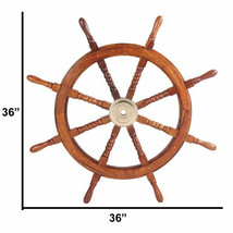 Nautical wooden ship wheel Brass Inset 36 inches décor Eight Spokes - £125.22 GBP