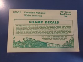 Vintage Champ Decals No. HN-51 Canadian National CN White Lettering HO - £11.17 GBP