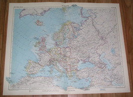 1955 Vintage Map Of Europe East Germany Poland Soviet Union Russia Ukraine Italy - £26.62 GBP