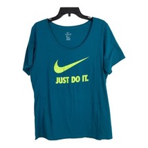 Nike Womens Shirt Size XL Blue Lime Tee Shirt Short Sleeve Running Top - £17.90 GBP
